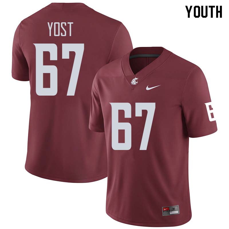 Youth #67 Seth Yost Washington State Cougars College Football Jerseys Sale-Crimson